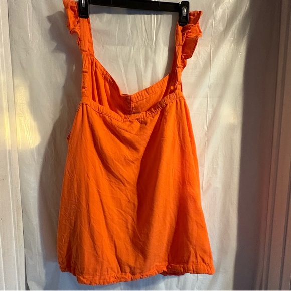 Torrid Orange Tank 5X Double Gauze Ruffle Sleeve Button Front Cotton Blend NWOT - Picture 3 of 8